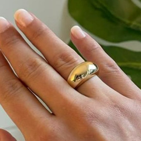 Size 7 Womens Gold Plated Retro Smooth Surface Dome Unisex Finger Ring J… - Picture 5 of 10